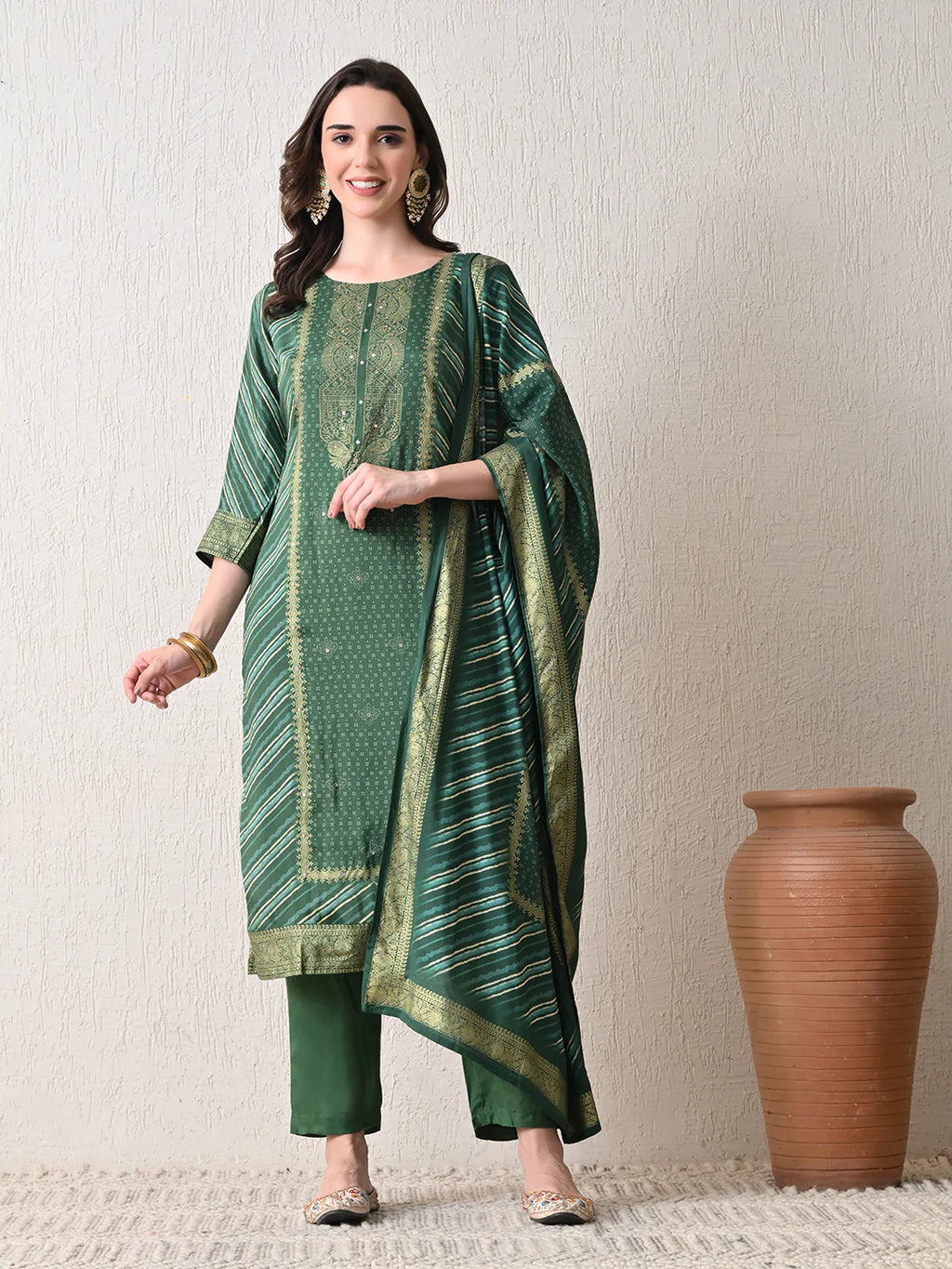 Stitched Kurti with Bottom &amp; Dupatta -Hr 1162