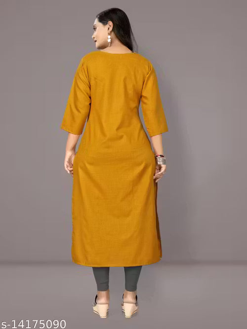 Hetsa Women Cotton Blend Embroidered Plus Size Kurtis