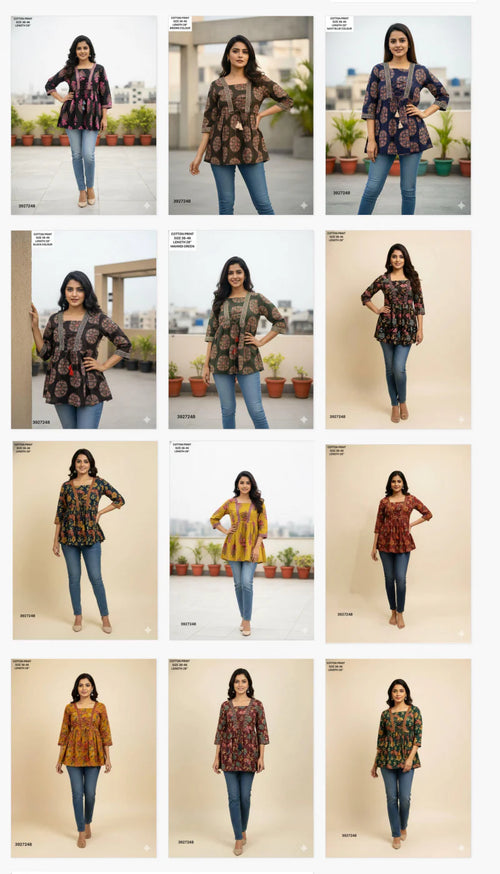 Naisha K 499 Cotton Printed Stylish Ladies Top Collection