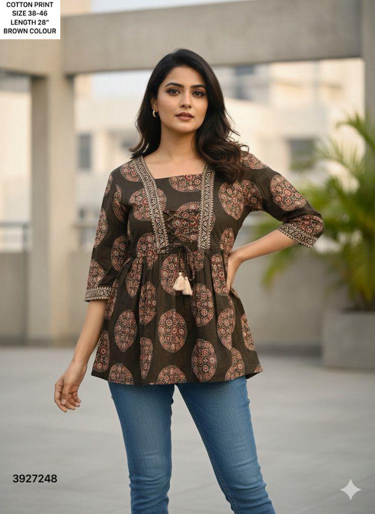 Naisha K 499 Cotton Printed Stylish Ladies Top Collection