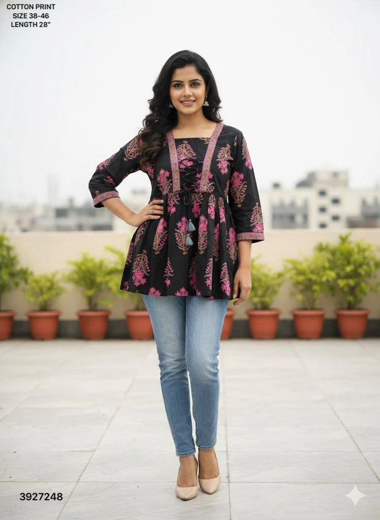 Naisha K 499 Cotton Printed Stylish Ladies Top Collection