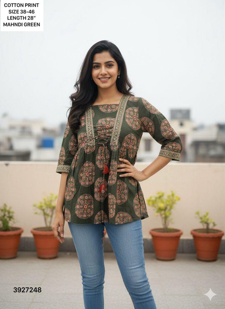 Naisha K 499 Cotton Printed Stylish Ladies Top Collection