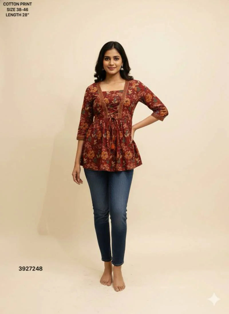 Naisha K 499 Cotton Printed Stylish Ladies Top Collection