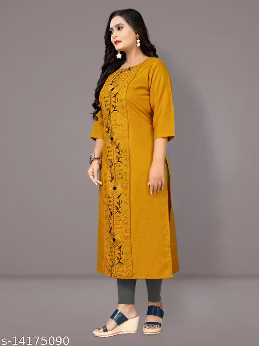 Hetsa Women Cotton Blend Embroidered Plus Size Kurtis